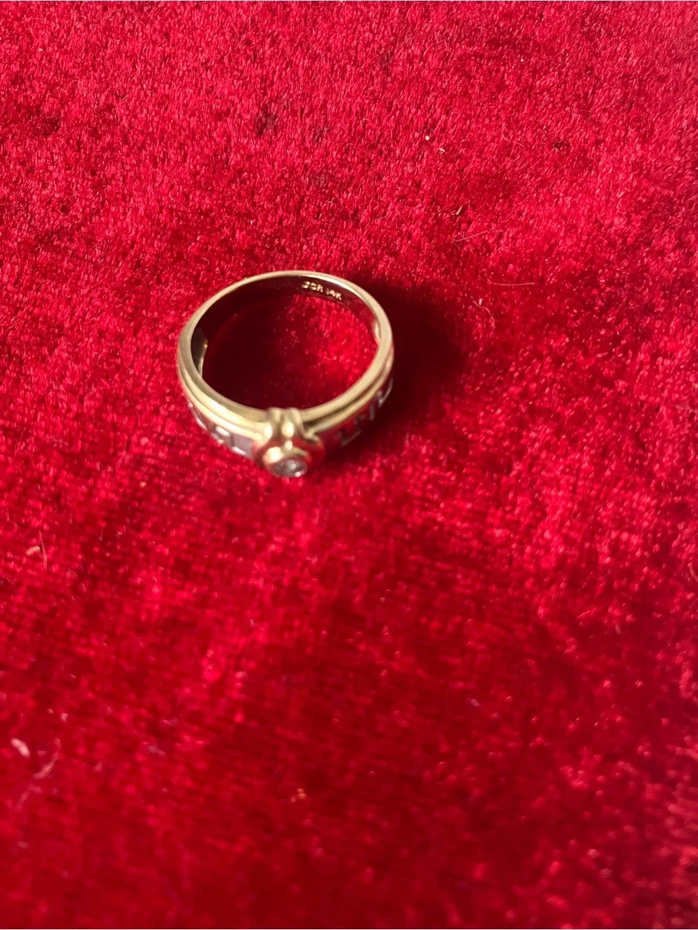 John C Rinker 14K Yellow Gold Greek Key Meander Diamond Accent Ring Sz 7 3.53g.